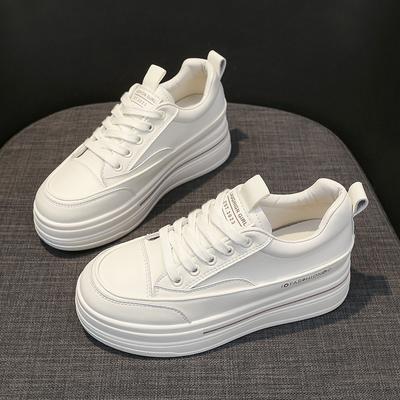 Кожаные туфли на платформе белого цвета для детей, весна-лето, новые универсальные туфли с внутренним увеличением высоты, женские туфли, повседневные спортивные туфли, одинарные туфли