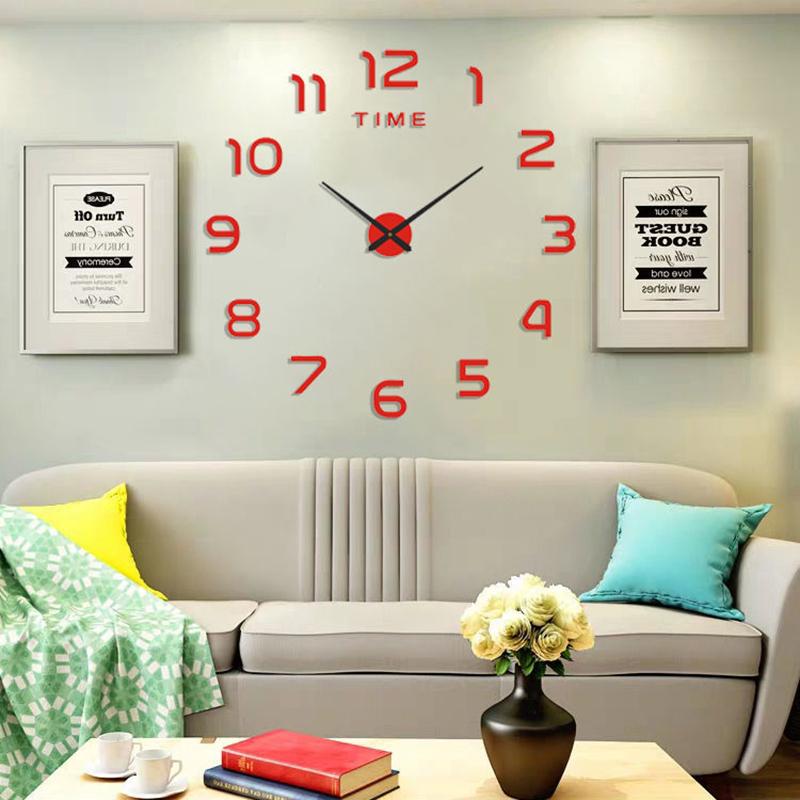 Часы для украшения спальни, большие настенные часы 2D, гостиная, большой сад, акриловое зеркало, наклейка, украшение, искусство, декор, часы, цифровые