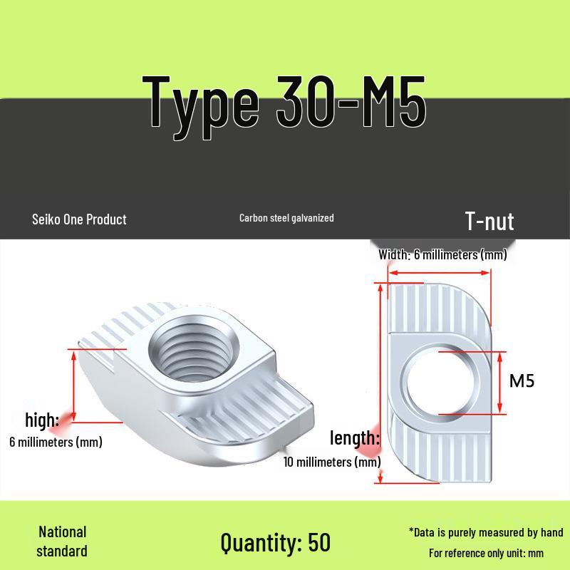 European Standard T-Slot Aluminum Profile Nuts: Wing Nuts M3-M8, Types 20/30/40/45.