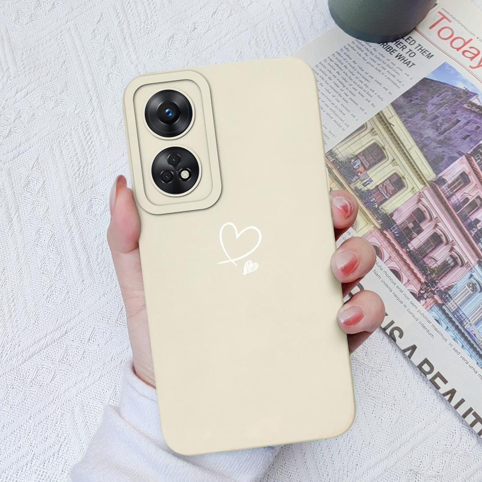 Чехол для телефона Oppo Reno 8T 8Z, Сердечко, Защита камеры, Мягкая задняя крышка из жидкого силикона для OPPO Reno8T 4G 5G 8 Lite, Бампер