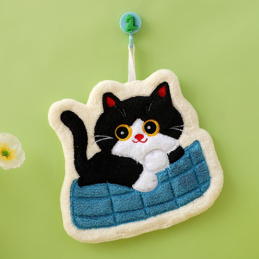 Coral Fleece Kitchen Toilet Handkerchief Cute Cat Bathroom Kerchief High Quality Washcloth