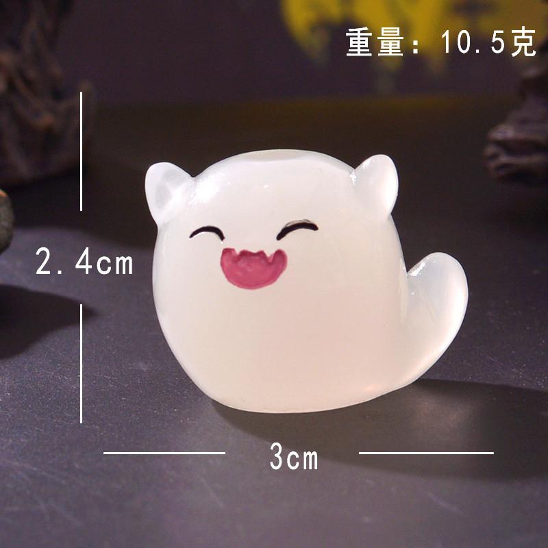 7Pcs/set Cartoon Halloween Ornaments Luminous Ghost Animal Minaitures Micro Landscape Diy Resin Crafts