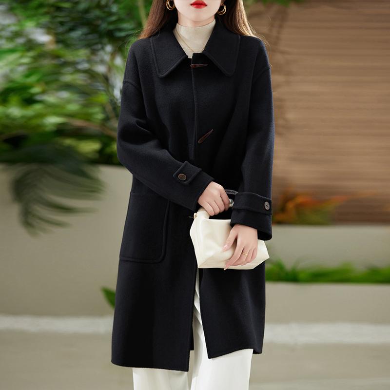 Женское пальто из 100% шерсти TIDENOVEL Осеннее шерстяное длинное пальто Ручной работы Пальто-бушлат Зимняя теплая шерстяная длинная куртка Пальто