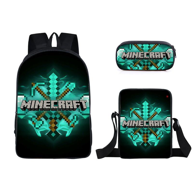 Minecraft Cartoon Game Character Printed Children Large Backpack Capacity