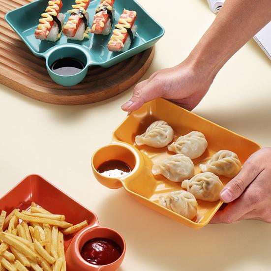 Dumpling Plate Non-slip Stackable Plastic Dipping Saucer Sushi Dish