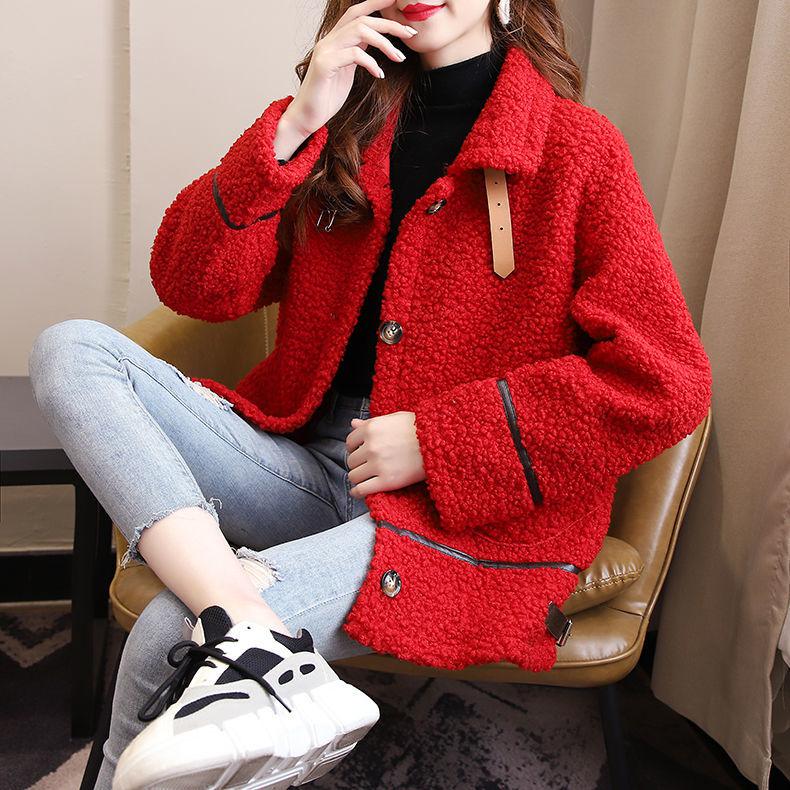 Осеннее женское утолщенное пальто из овечьей шерсти в Корейском стиле, свободная теплая одежда больших размеров с длинными рукавами