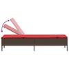 Sun Lounger with Cushion Brown Poly Rattan