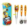 Leburn Children's Tangtang Special Forces Comprehensive Correction Chopsticks Set, Mixed Colors, Chopsticks+Spoon+Fork+Cutlery Case, Korean Tableware