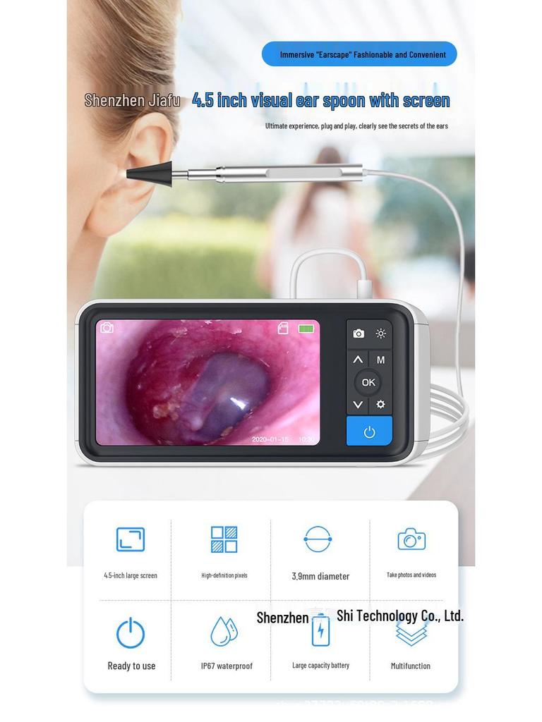 4.5" HD Visual Otoscope & Endoscope Earwax Removal Tool