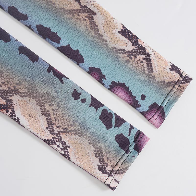 Женский сексуальный сетчатый комбинезон со змеиным принтом и длинными рукавами, прозрачный комбинезон