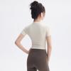 Womens Short Sleeve Yoga Top With Half Zipper Slim Fit Quick Dry Workout Shirt Gym Running Fitness