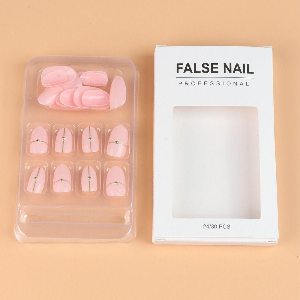 Long Almond False Nails FrenchGlitter Nail Tips Manicure Press on Nails  DIY