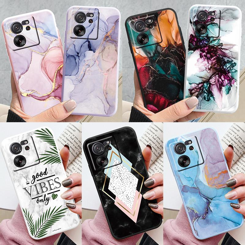 For Xiaomi 13T Pro Pink Gold Marble Art Fashion Phone Case Soft Silicone Funda Cover For Xiaomi 12T 11T 10T 12 Lite Coque Bumper