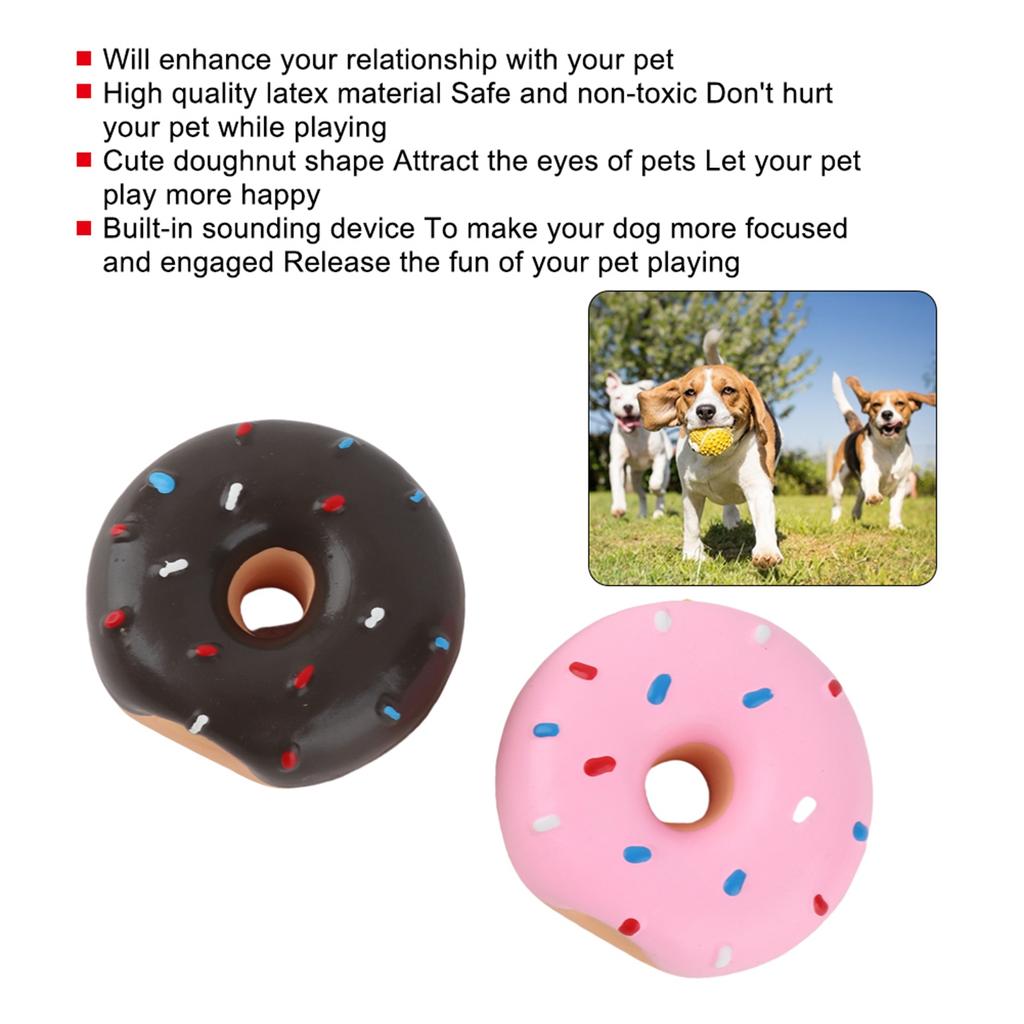 2PCS Latex Pet Doughnut Shape Sounding Teeth Cleaning Protection Chewing Biting Interactive Training Toy for Dogs