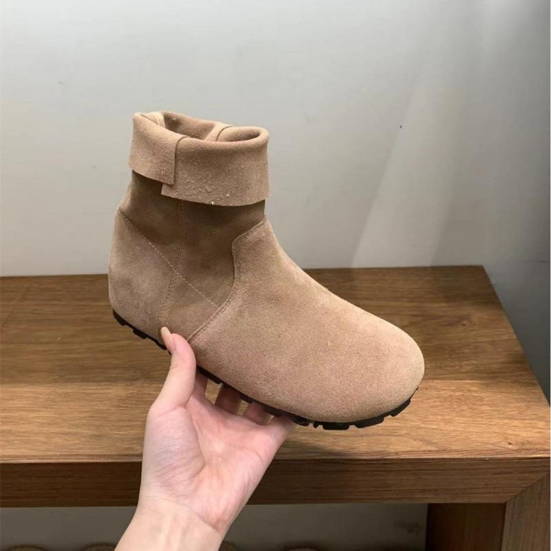 Осень и зима круглый носок плоская подошва тонкие короткие ботинки женские ретро литературные и художественные меховые универсальные темпераментные удобные ботинки Мартин