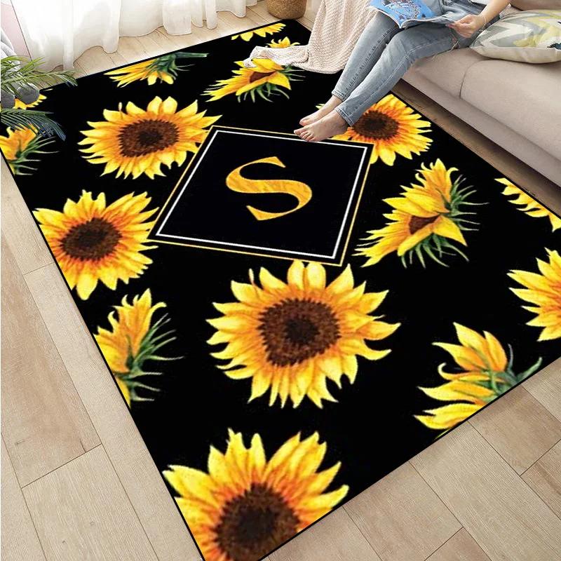 Sunflower Print Kitchen Mat Rug Set Doormat Carpet Non-Slip for Farmhouse Hallway Home Office Sink Laundry Room Floor Decor