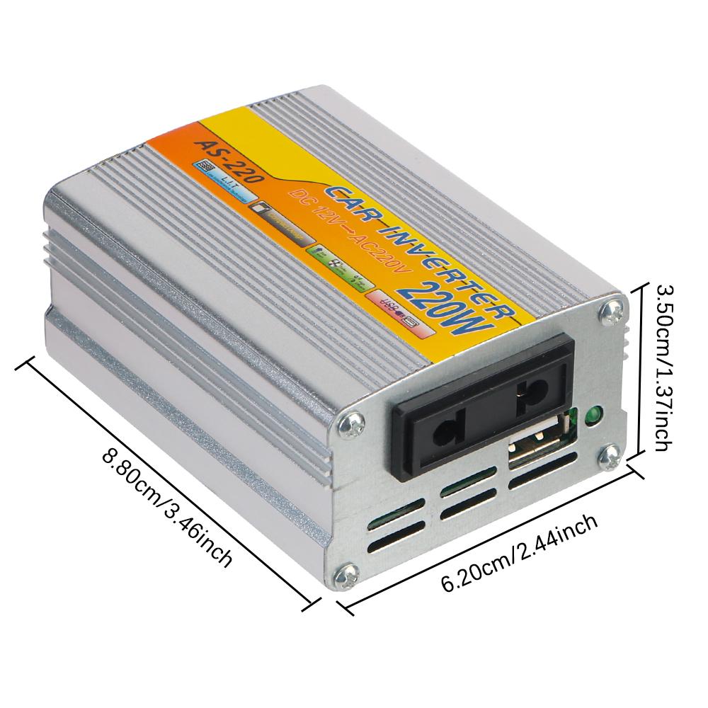 Преобразователь напряжения DC 12V в AC 220V USB Портативный преобразователь USB Зажим для аккумулятора Автомобильный солнечный инвертор 50 Гц 220 В Инвертор мощности