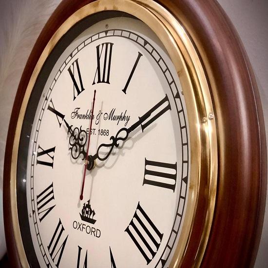 40.64 Cm Heavy Wooden Wall Clock by Franklin  Murphy EST. 1868 Oxford Style  Elegant Functional Decor for Home