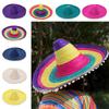 Colorful Wide Brim Straw Hats Sombrero Sun Hat Summer Mexican Party Hat Women