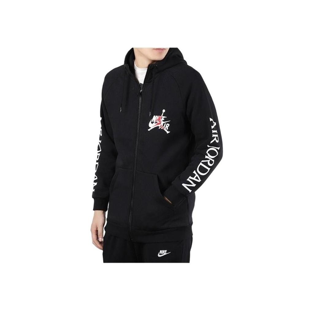 Air Jordan Hooded Basketball Sweatshirt Fleece Jacket Men Outerwear Black CK2224-010