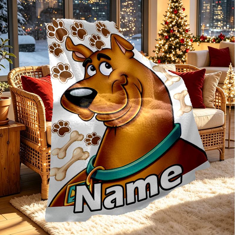Custom Name Personalized Scooby Print Blanket, Home Decor, Bedroom, Sofa, Camping, Couch, Gifts for Birthday Christmas