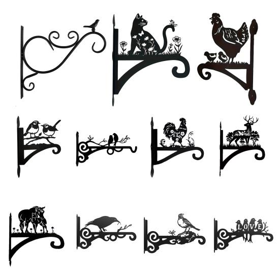 Металлический настенный крючок с покрытием, вешалка для растений, настенный крючок в виде силуэта животного, антикоррозийный кронштейн для подвешивания растений в помещении и на открытом воздухе, кормушки для птиц, фонари