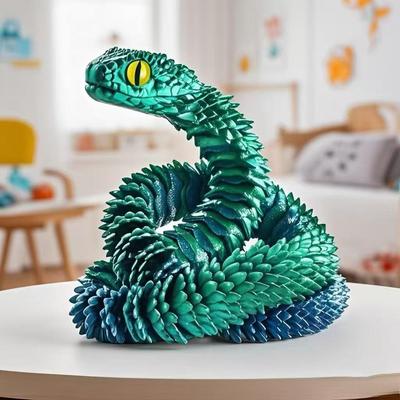 3D-печатная шарнирная игрушка-змея Гадюка-Дракон, статуэтка с подвижными суставами, украшение для дома, подарок, размер 30-60 см