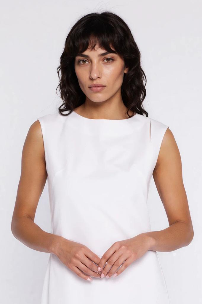 Dress with a slit on the shoulder - Ecru 42