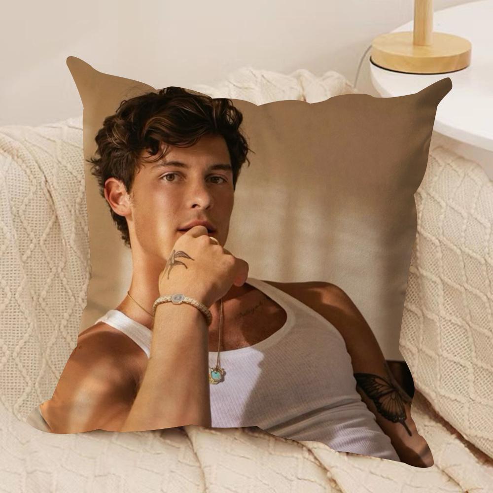 Singer SShawn Mendes Cushion Cover Silky Short Plush DoubleSided Printed Pillow Case for Sofa All Seasons Home Decor Gift