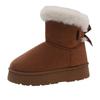 Large Size Medium Tube Snow Boots Women's New Winter Bow Thick-soled Piled Thickened Warm Cotton Boots