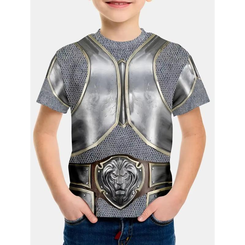 Summer Children's 3D Printed Crew Neck T-Shirt Fashion Versatile Breathable Trend Casual