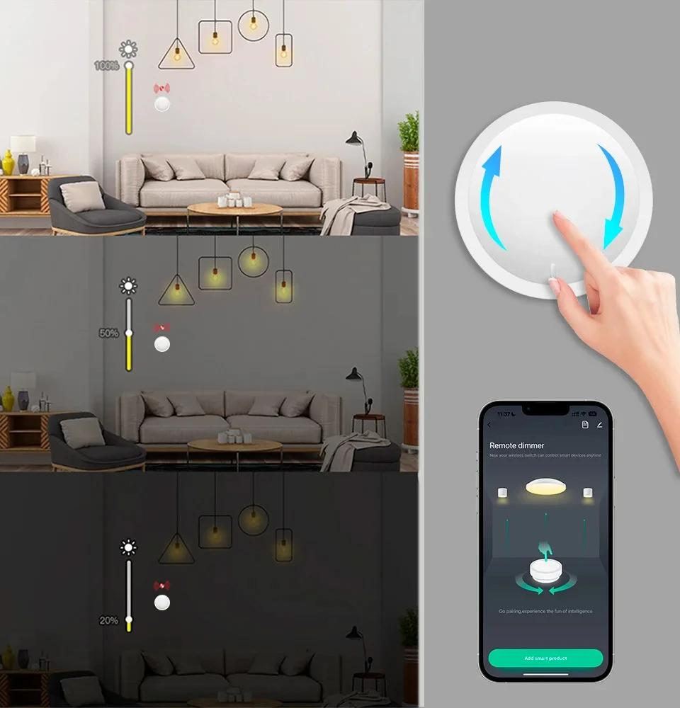 Tuya ZigBee Smart Knob Switch DIY Беспроводная кнопка сцены Поворотный диммерный переключатель Бытовая техника Автоматизация Связь Пульт