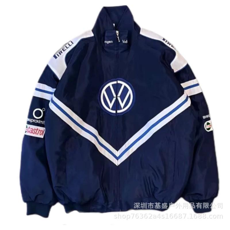 Vintage F1 Racing Embroidered Jacket Cotton Padded Motorcycle Riding Baseball Coat Unisex