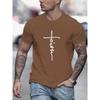 "Faith", Men's Casual Slightly Stretch Crew Neck Graphic Tee, Male Clothes for Summer