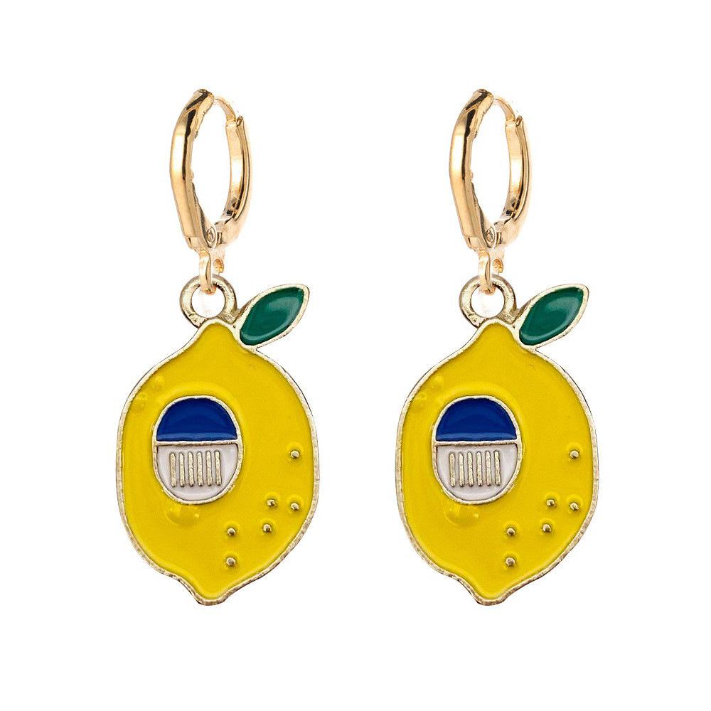 Летние серьги-капли из сплава, серьги с фруктами, серьги с лимоном, авокадо, клубникой, ювелирные изделия