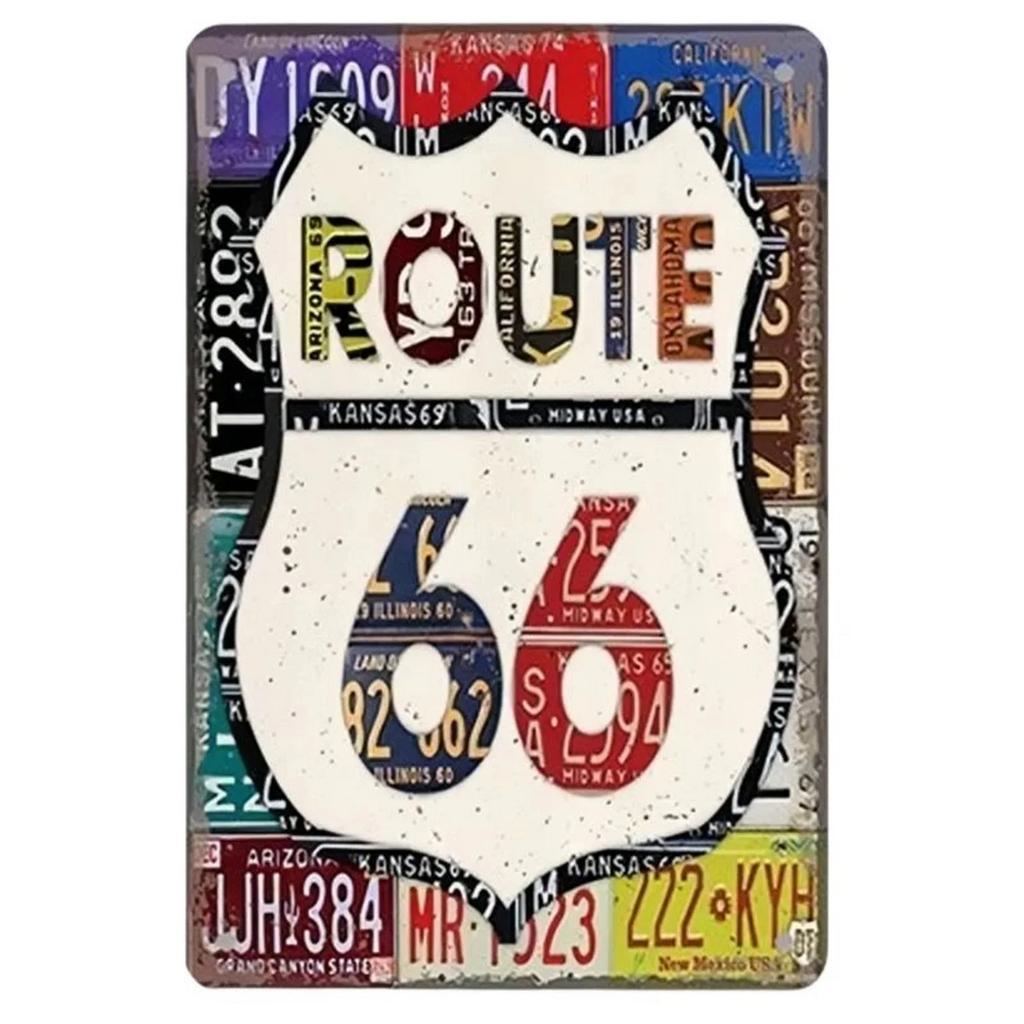 США Маршрут 66 Металлические таблички Настенный плакат Табличка Предупреждающий знак Винтажная железная картина Украшение для дома Кафе Гостиной Клуба Бара