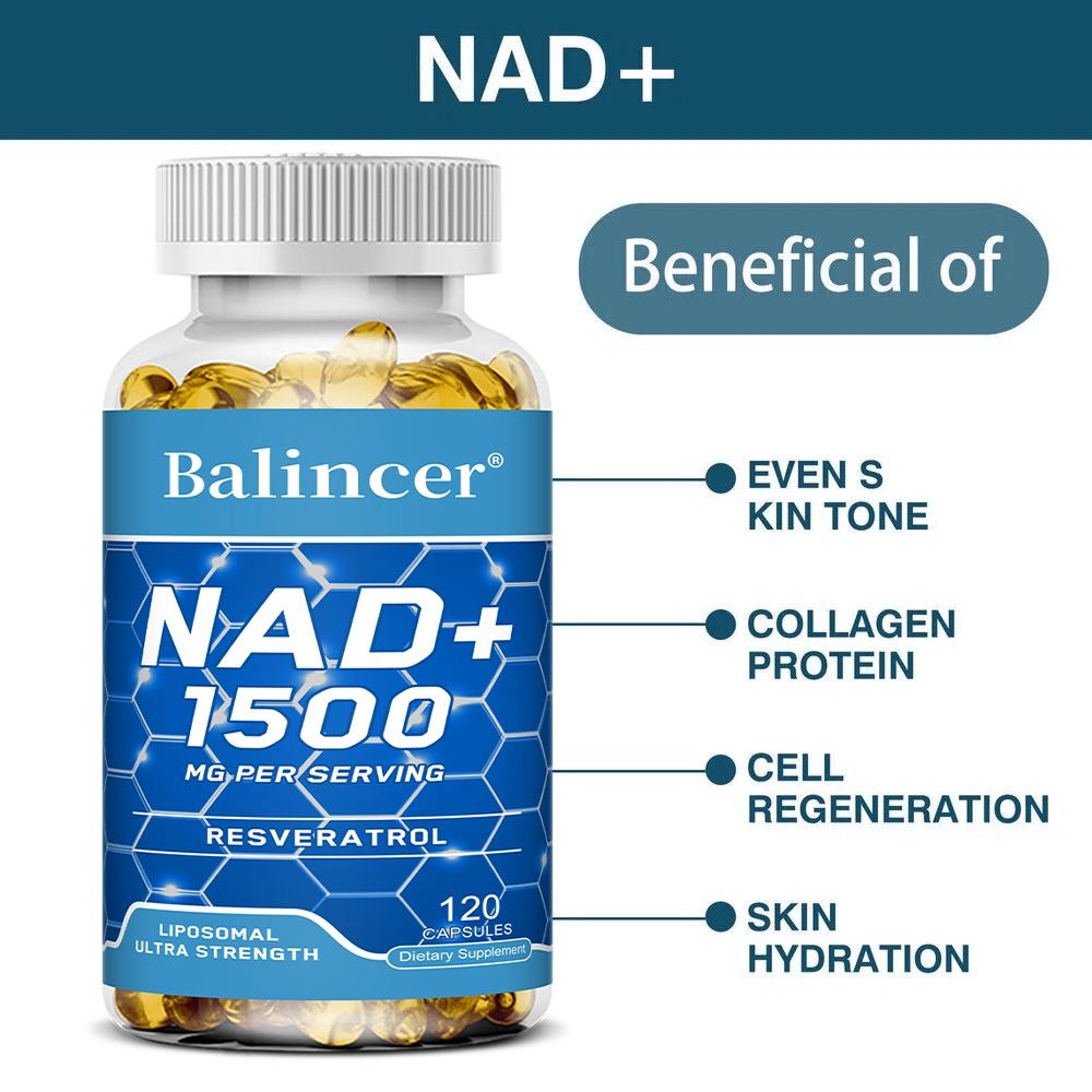 Balincer NAD+ 1500mg Softgels, Resveratrol, Liposomal Ultra Strength, 120 Caps