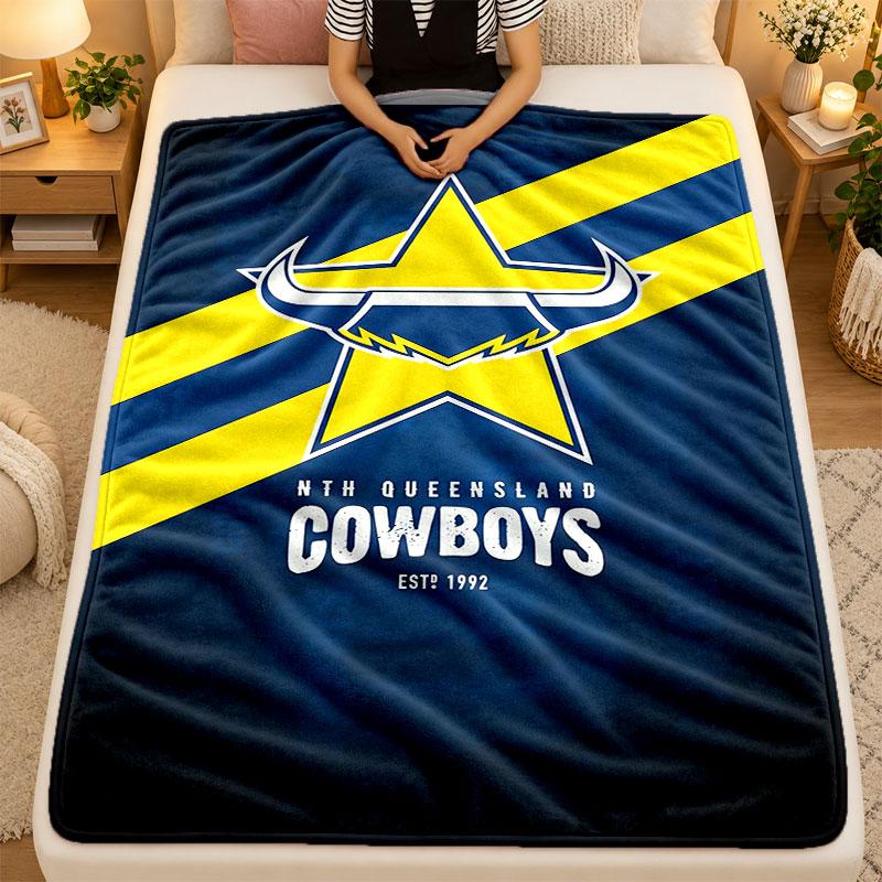 Flannel BlanketNorth Queensland Cowboys Warm Soft Throw Blanket for Indoor Sofa Bed Living Room Use