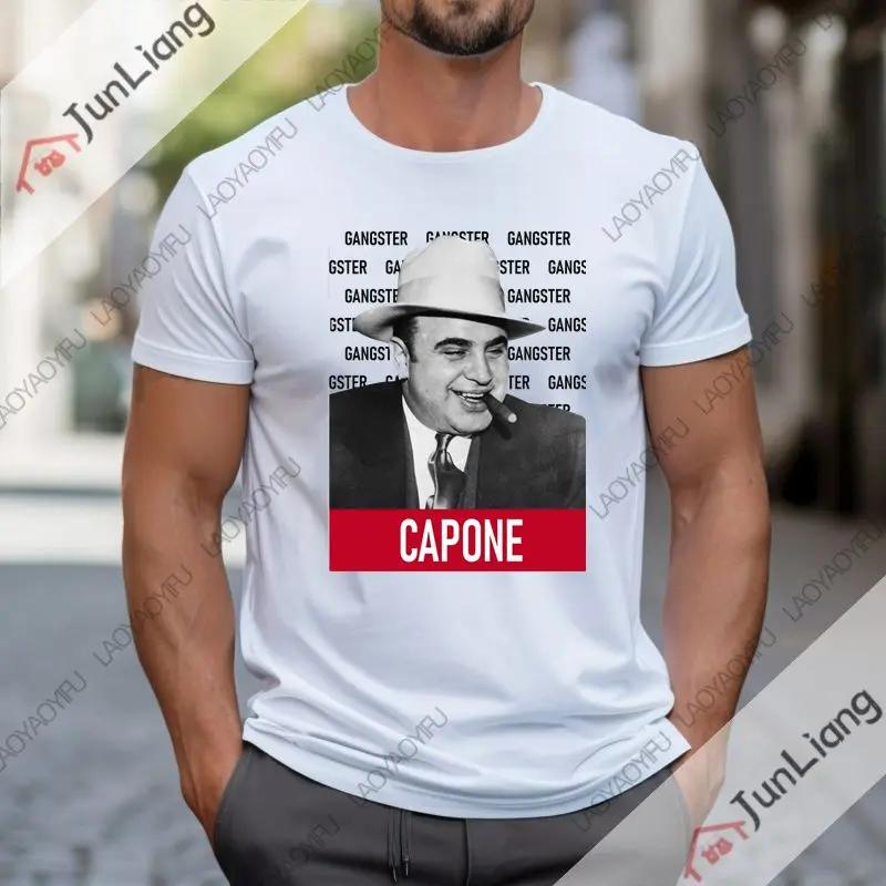 Al Capone mens Tshirt shortsleeved roundneck Tshirt gangster Mafia summer fashionable comfortable and loose clothes