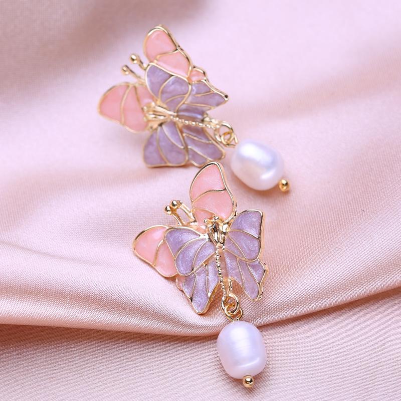 KNIKOO Серьги-бабочки для женщин, модные серьги с цветами, ювелирные изделия для свадебной вечеринки, подарки, серьги