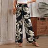 Women's Printed Wide Leg Pants With Pockets High Waist Drawstring Loose Casual Pants