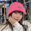 Женская вязаная шапка в корейском стиле, модная однотонная шерстяная шапка с вышивкой букв, чтобы согреться зимой, дикая шерстяная шапка