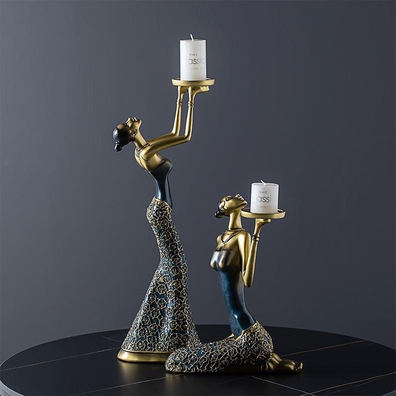 Скандинавский романтический смоляной подсвечник в виде девушки – Креативный декор для обеденного стола и дома