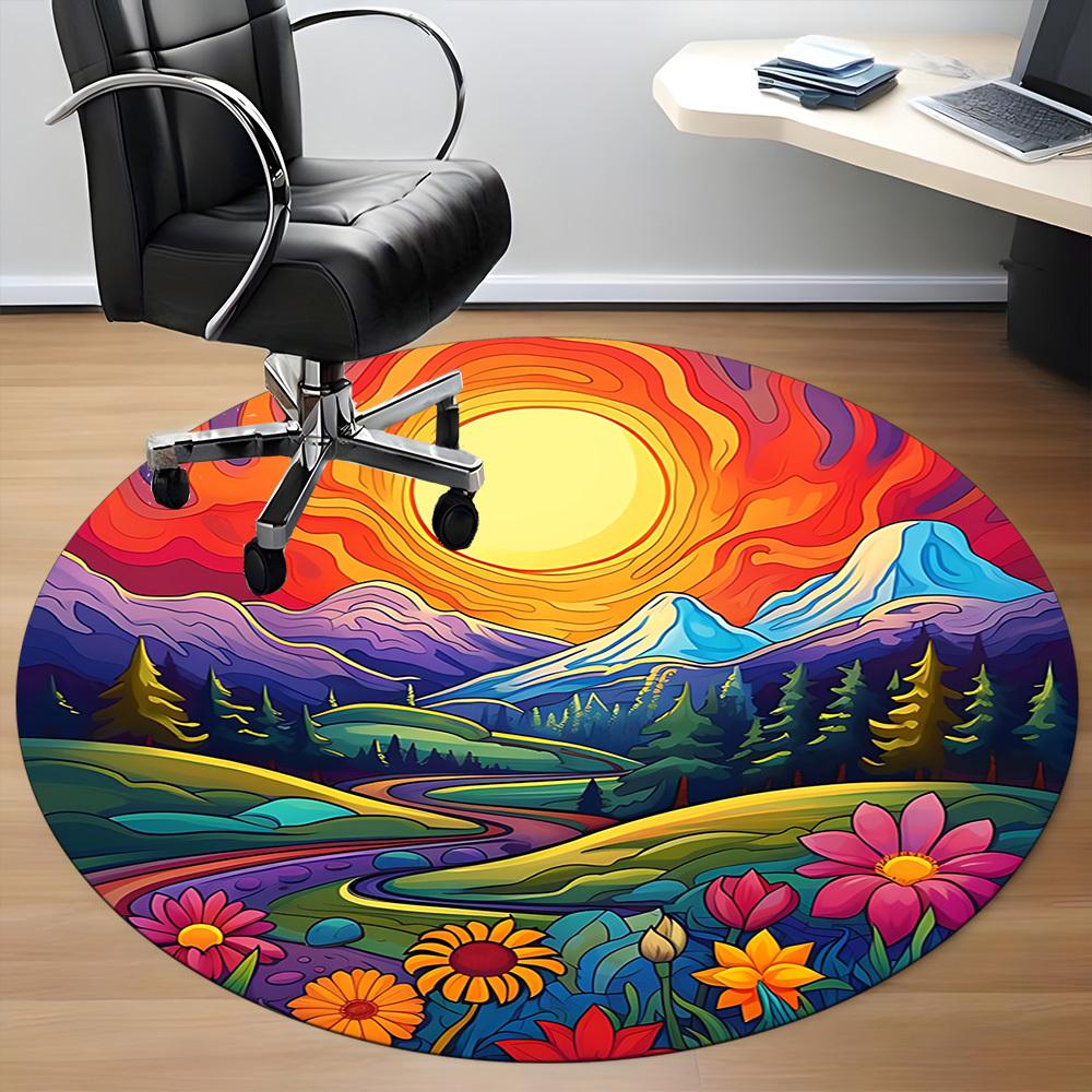 1pc Sunset Mountains Chair Carpet for Office, Non-slip, Soft and Durable Office Rug for Decoration, Perfect for Office yy251229155