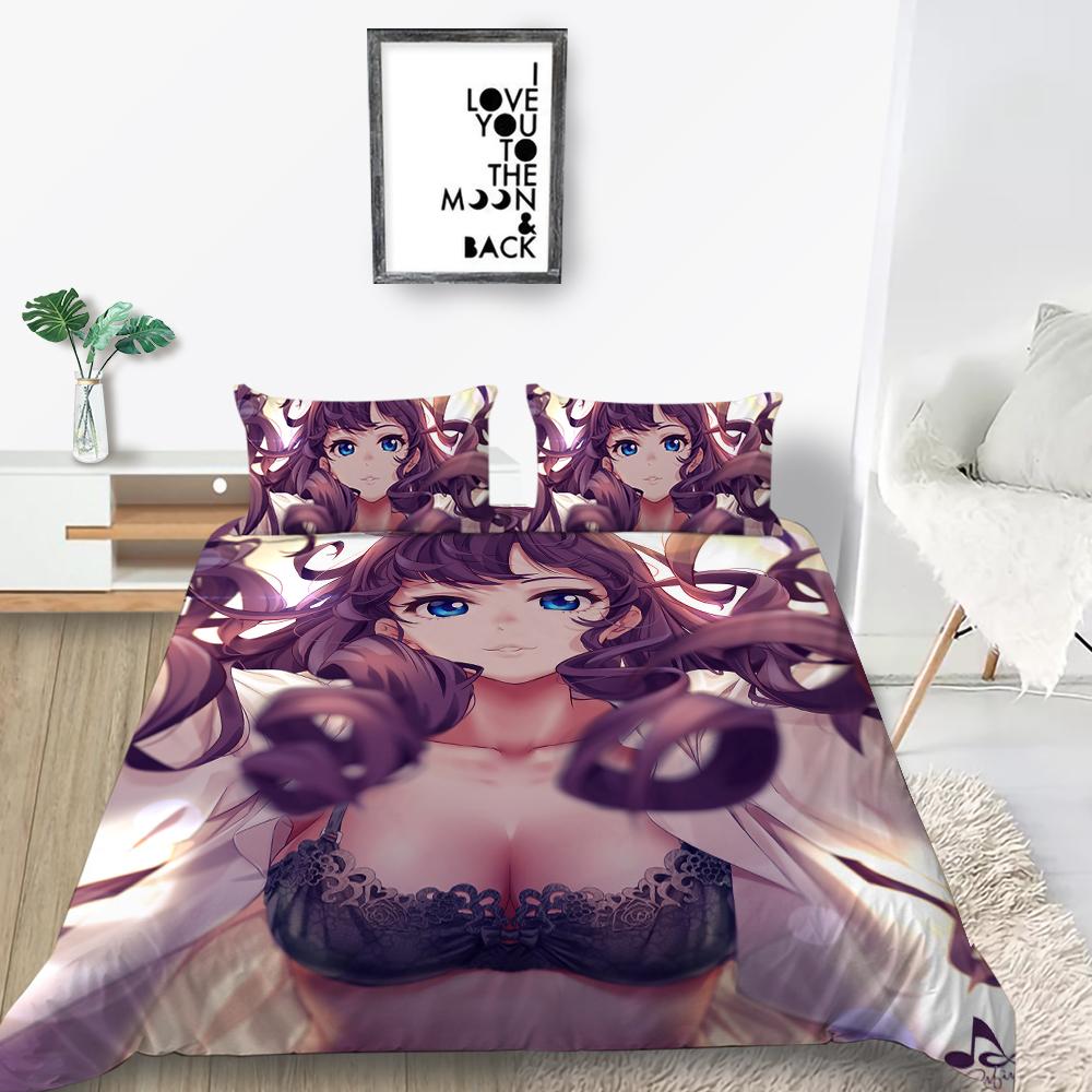 Комплект постельного белья для дома, пододеяльник и наволочка с 3D мультяшным принтом, полноразмерное постельное белье
