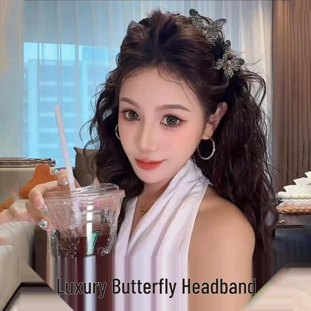 2025 Women's Rhinestone Butterfly Headband and Hair Clip