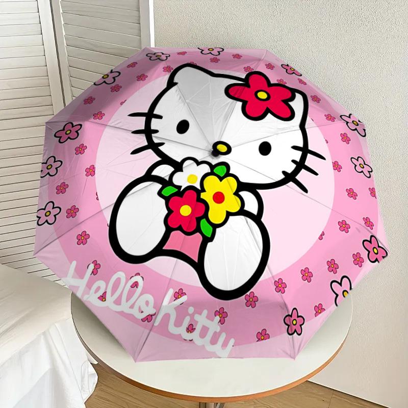 1PC Hello Kitty Umbrella-8-Rib Reinforced, Automatic Open, Lightweight & Durable, Cute Fashion Accessory for Outdoor, Beach, or Casual Use, Beach Umbr