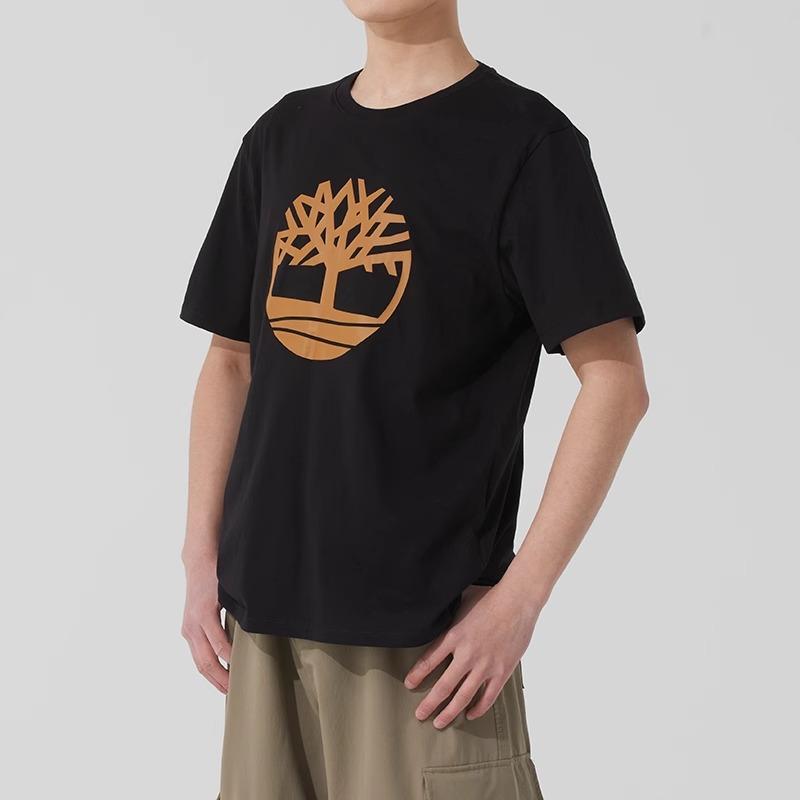 Timberland T-Shirts Men's Black Crew Neck Moderate A6281-