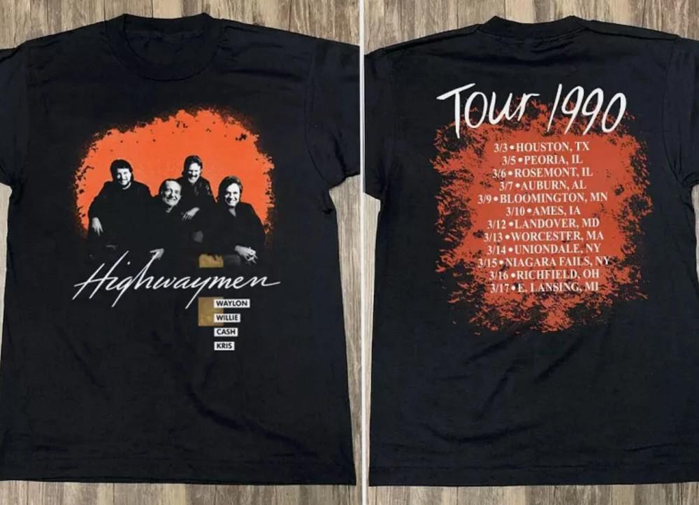 The Highwaymen Tour 1990 Unisex T-Shirt Country Music Band Concert Tee