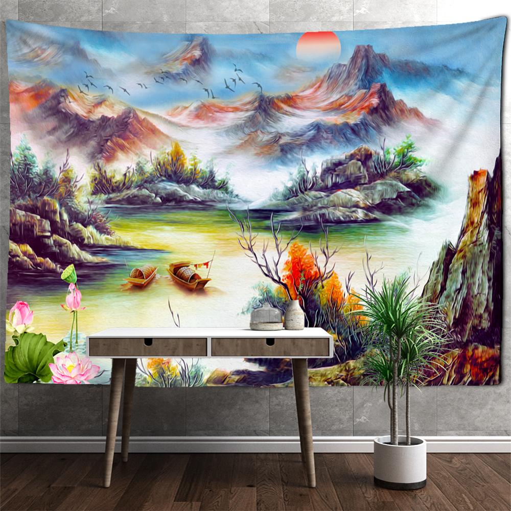 Картина маслом Лавандовый гобелен Настенное растение Богемный хиппи Tapez Скандинавская эстетика Декор комнаты